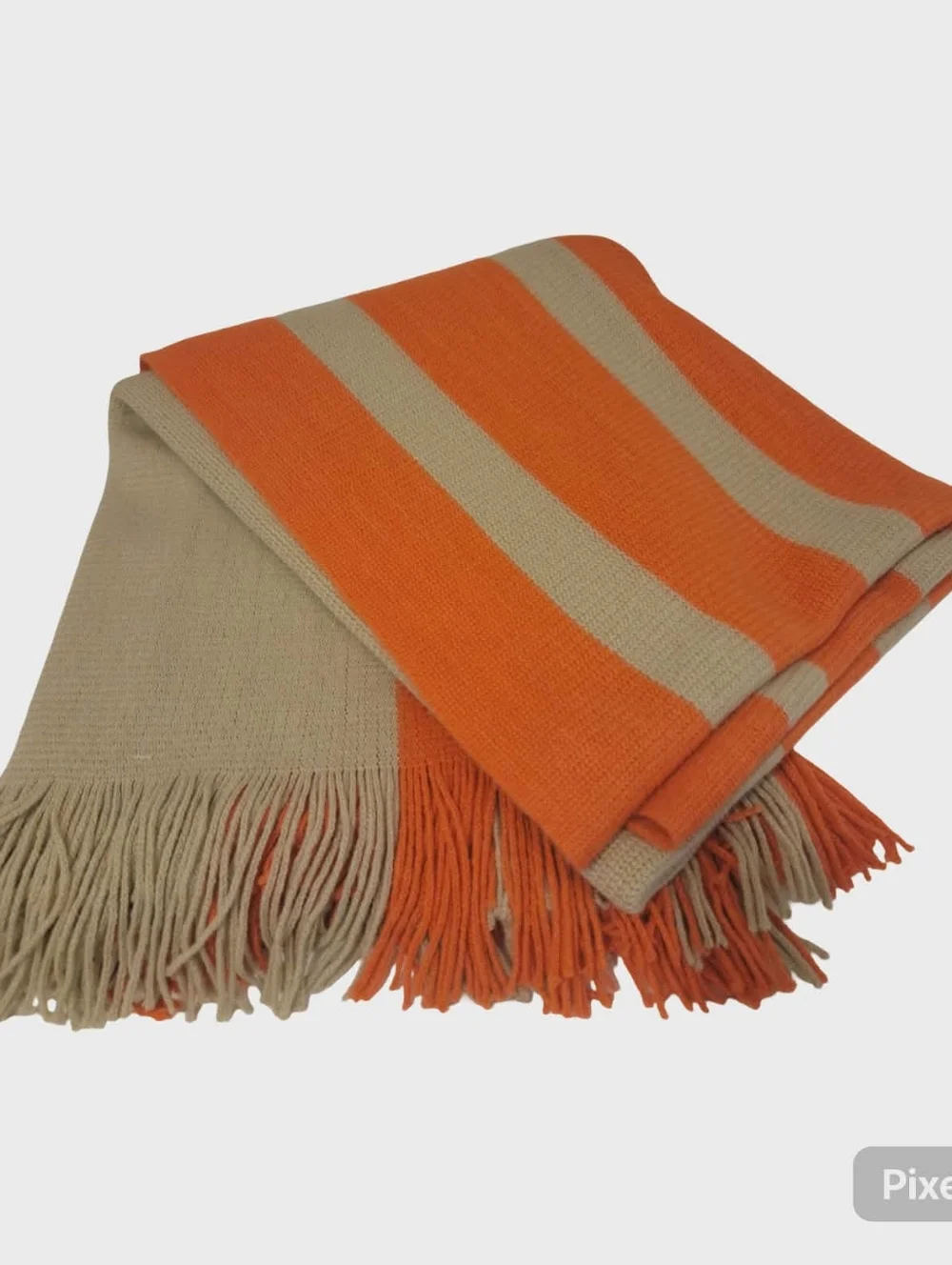 West Elm Orange and Beige Knit Throw